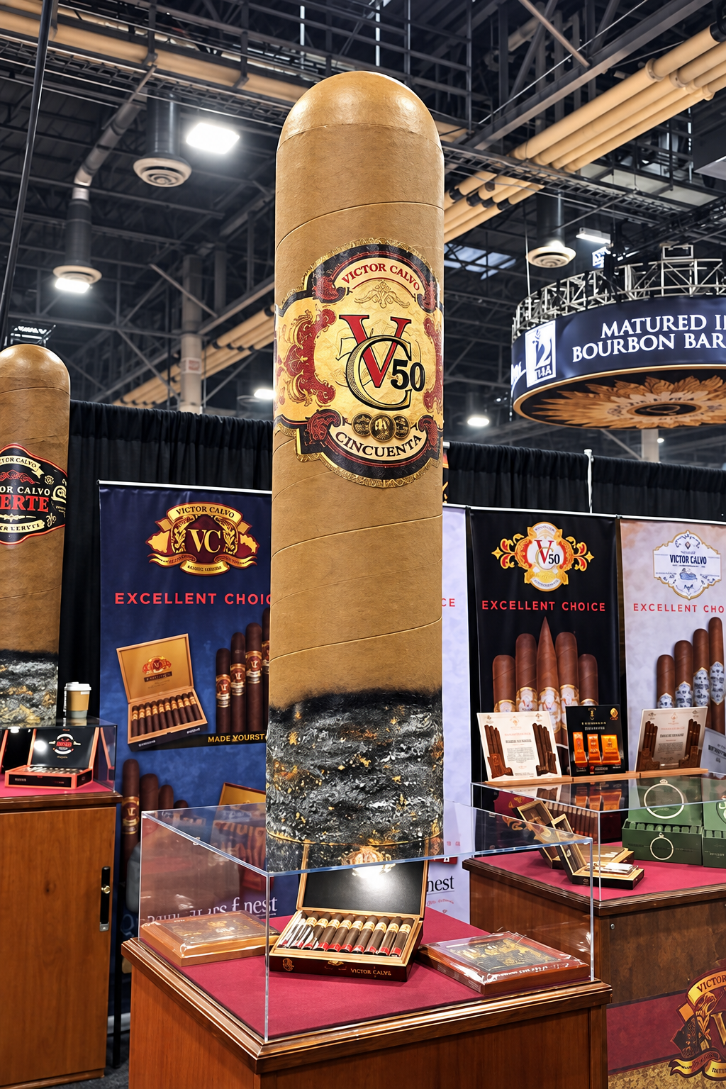 Victor Calvo Cincuenta display at a cigar convention