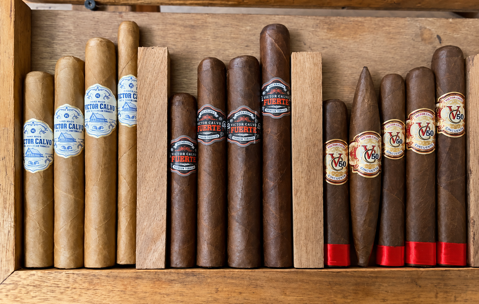 Victor Calvo cigar assortment on display